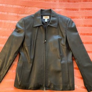 Talbots Petites Size 4 Black Leather Jacket